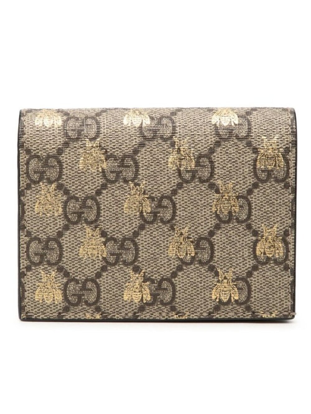 Gucci GG Supreme Beige Bifold Wallet Compact Leather